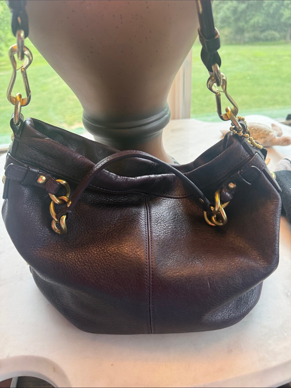Y2K Coach Brooke Leather Hobo Shoulder Bag in Deep plum e0920-14142.